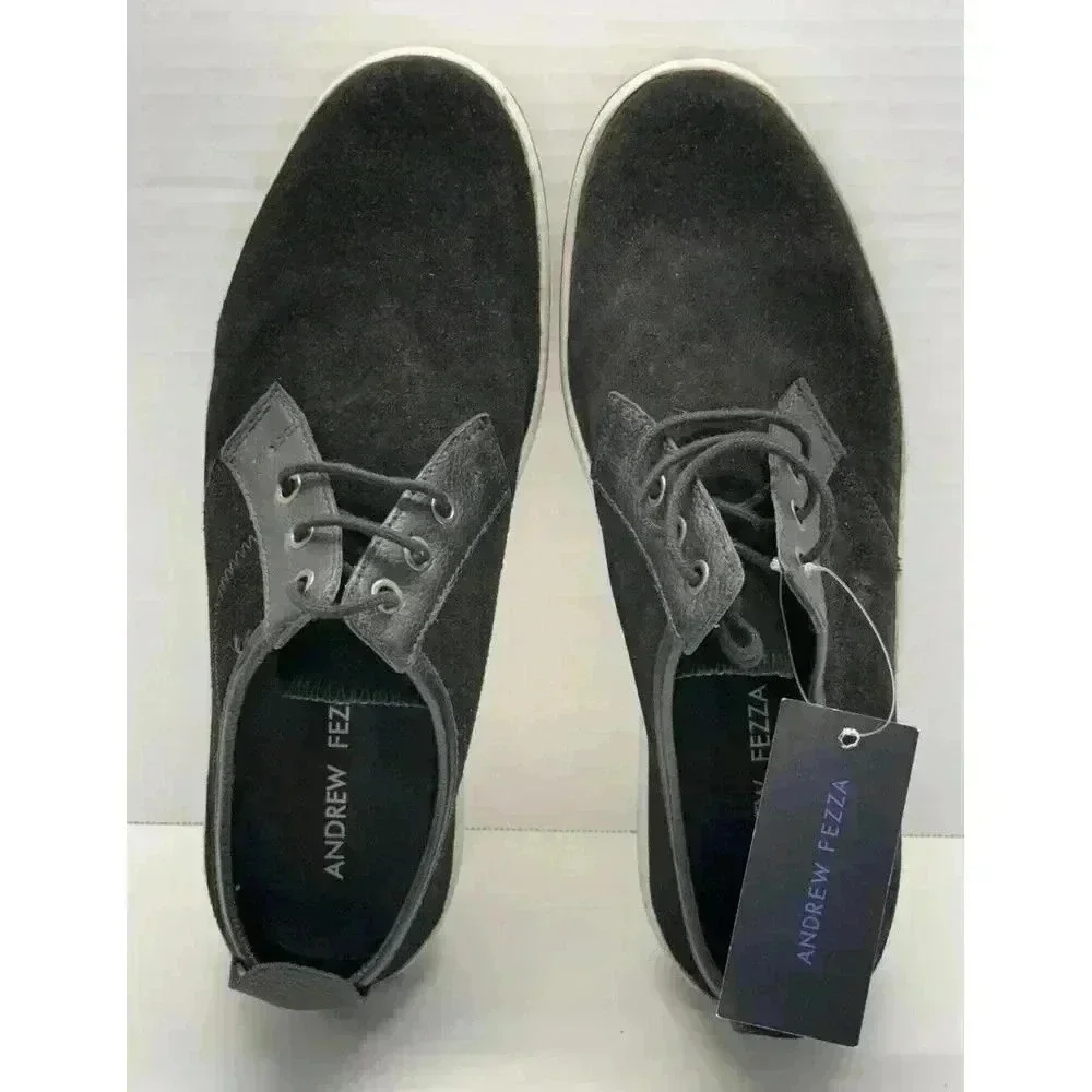 Andrew Fezza Men's Sz 8.5 Zac Oxford Suede Shoes with Leather Trim Black Display